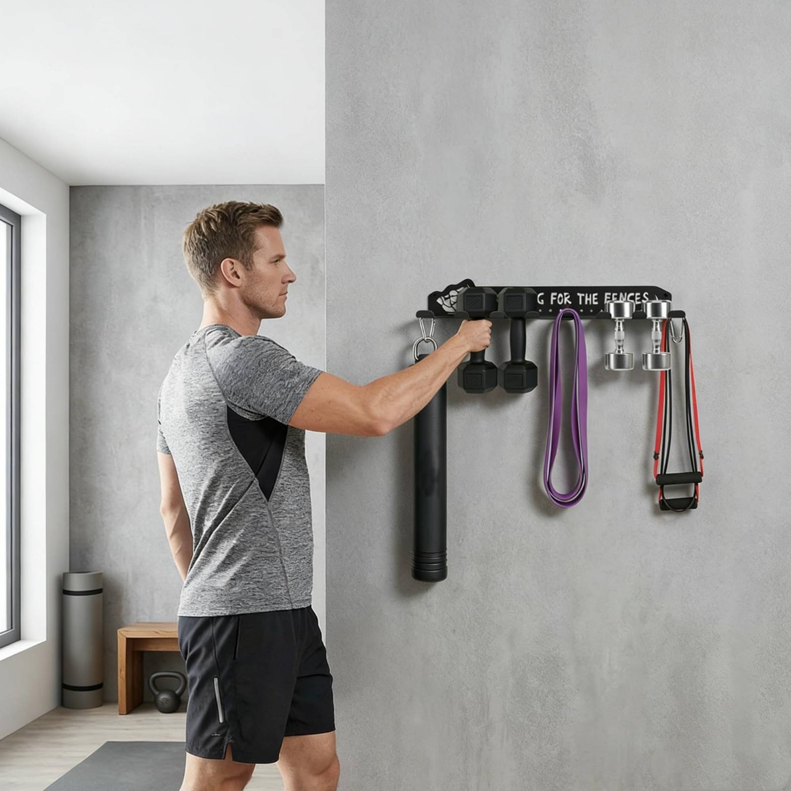 Heavy Equipment Garage - 8 Kancalı Spor Ekipmanları Rafı Ağır