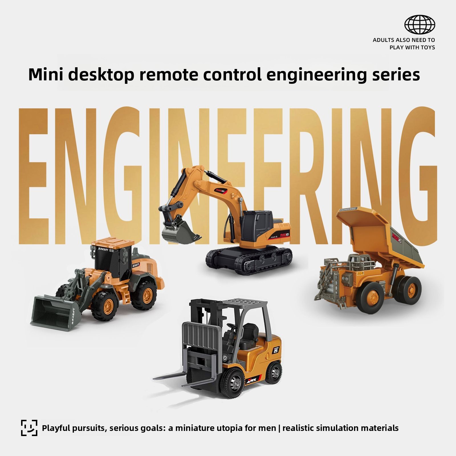 Heavy Equipment Vehicles - 1:64 Metal RC Mühendislik Araba Seti,